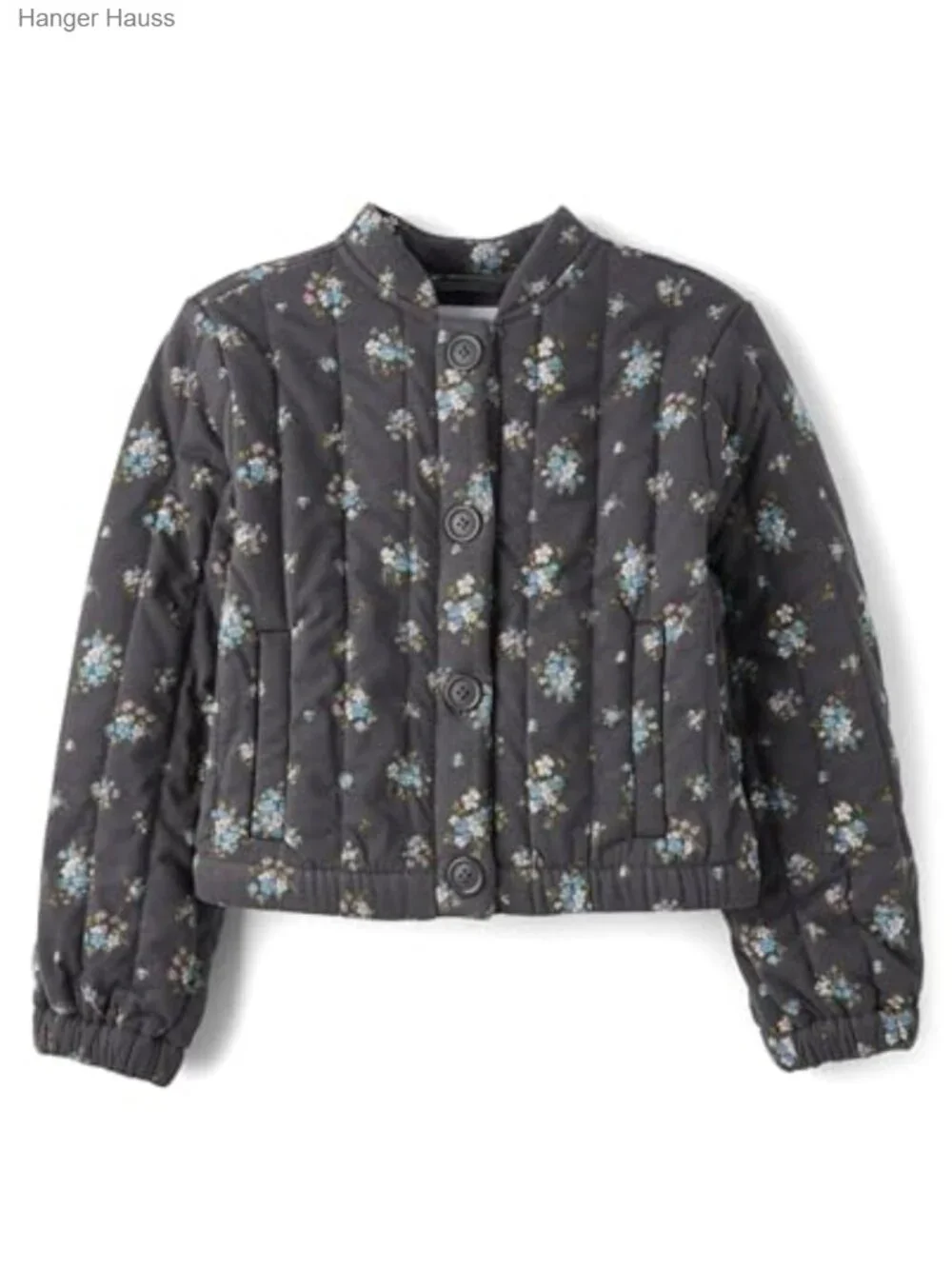 Girls Quilted Lightweight Jacket Cotton Polyester Floral Snap Front